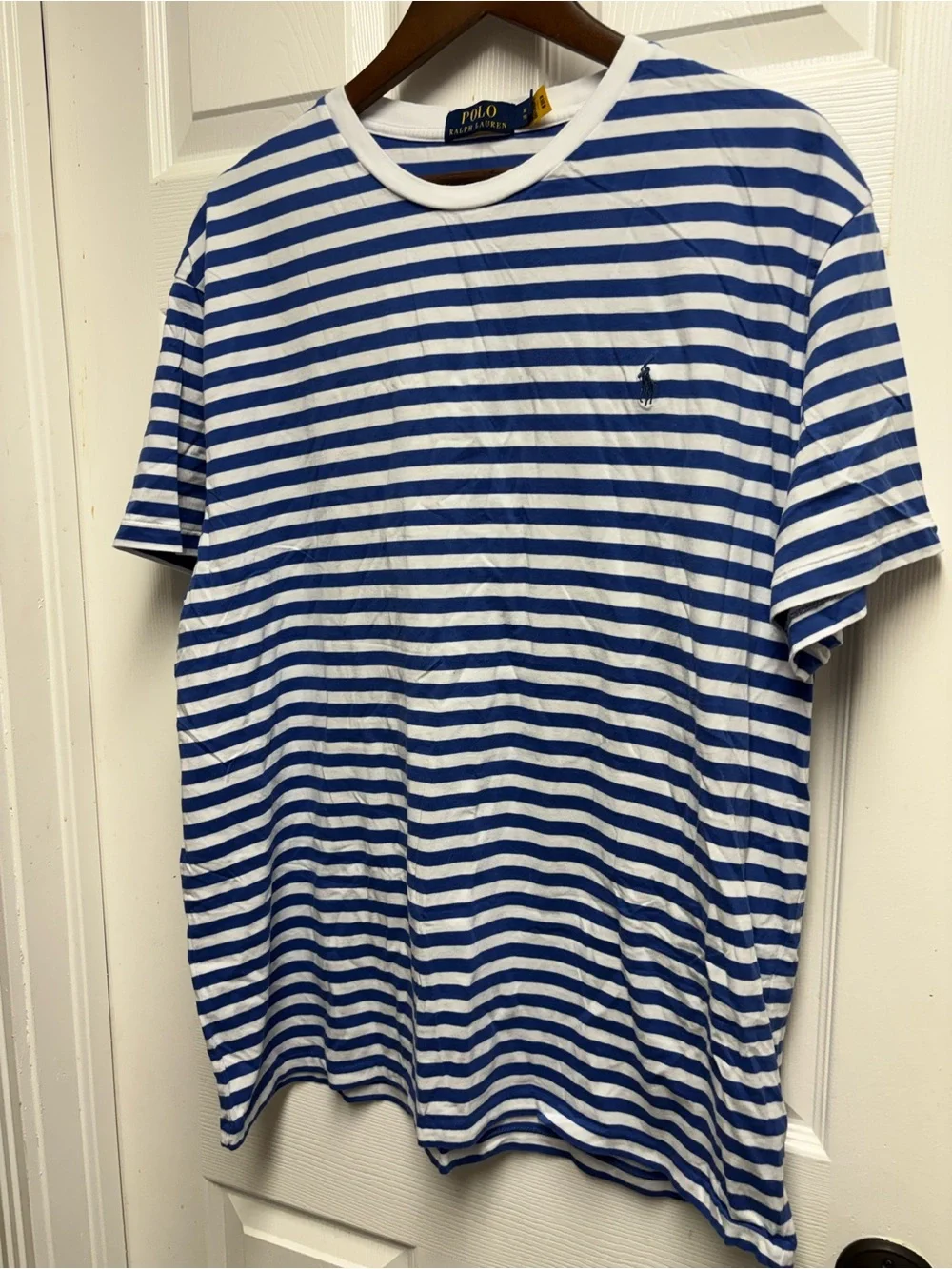 Polo by Ralph Lauren Blue & White Striped Crew Neck T-Shirt XL
